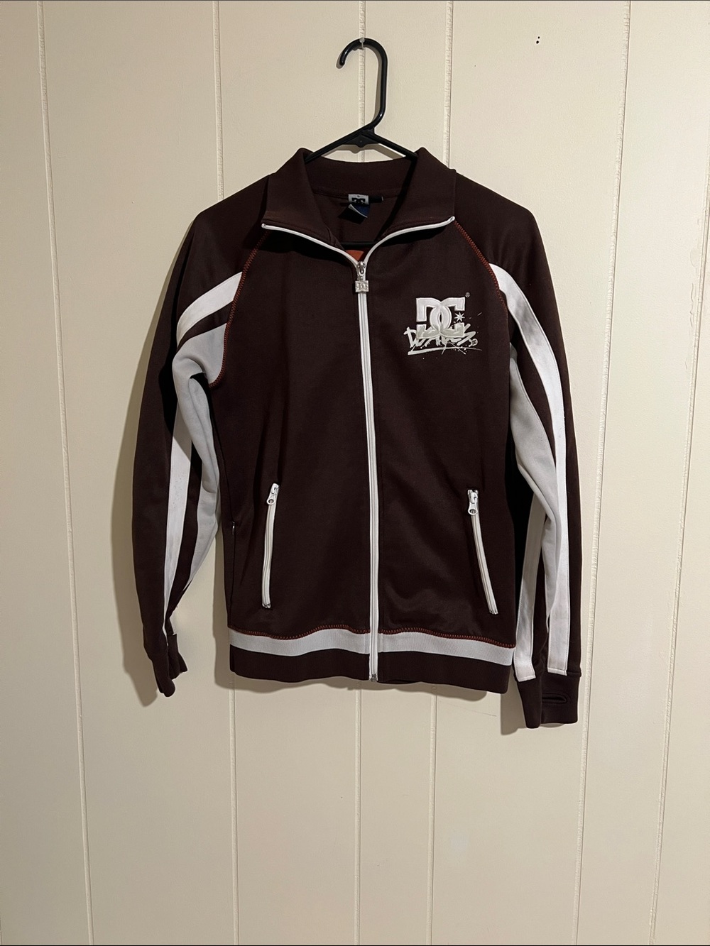 DC Women’s Dark Brown Track Jacket with White Stripes
